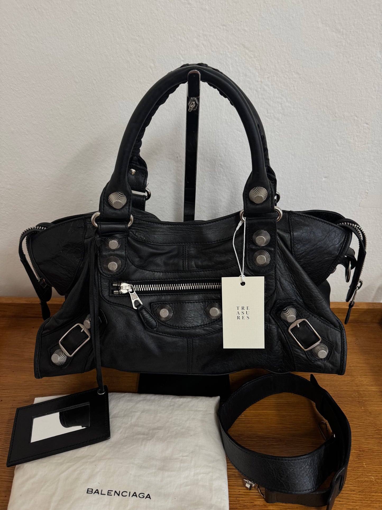 BALENCIAGA CITY BAG BLACK SILVER HW