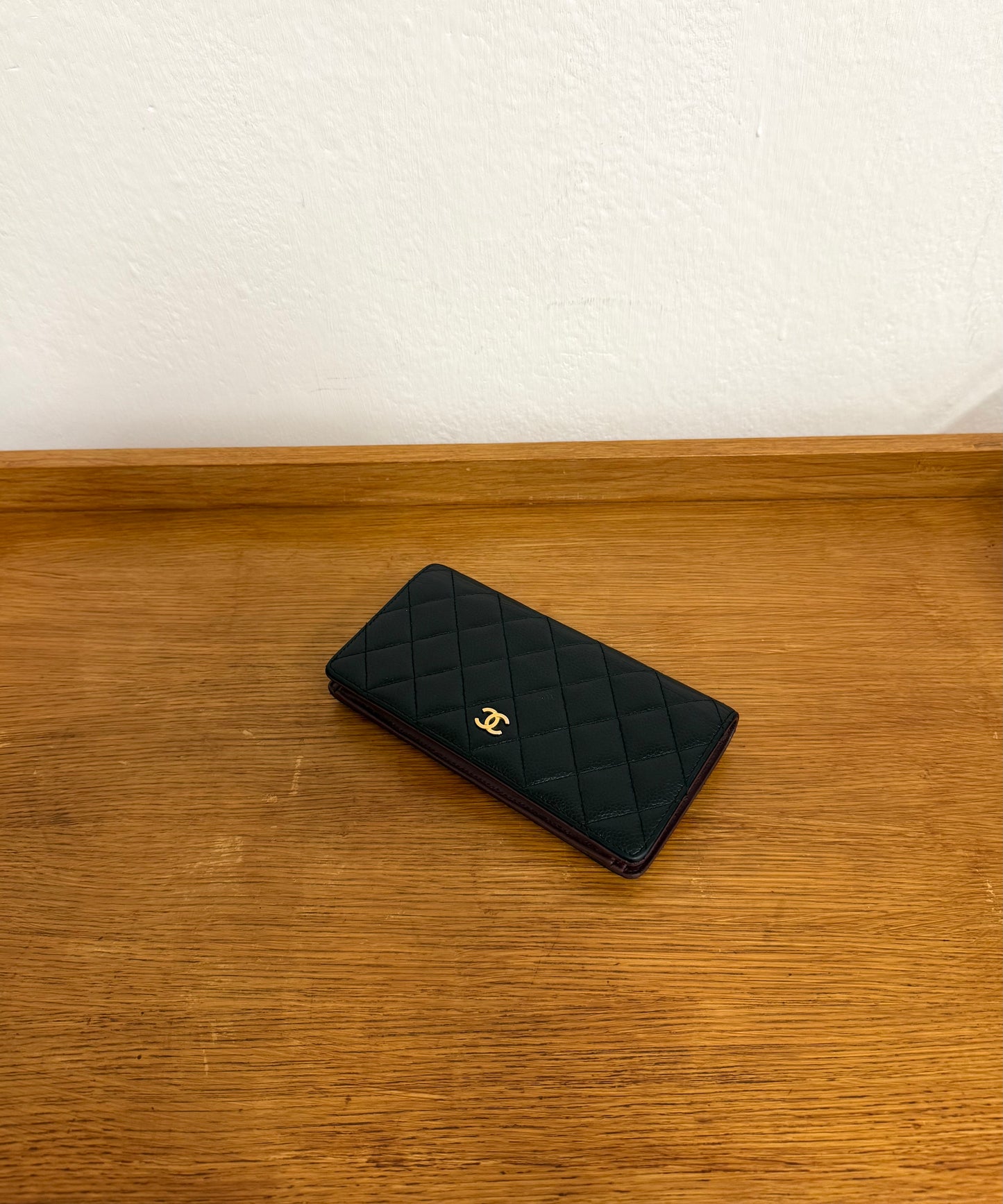CHANEL CAVIAR LONG WALLET BLACK SERIES 21