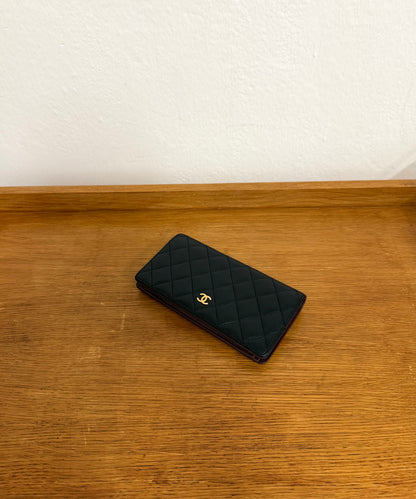 CHANEL CAVIAR LONG WALLET BLACK SERIES 21