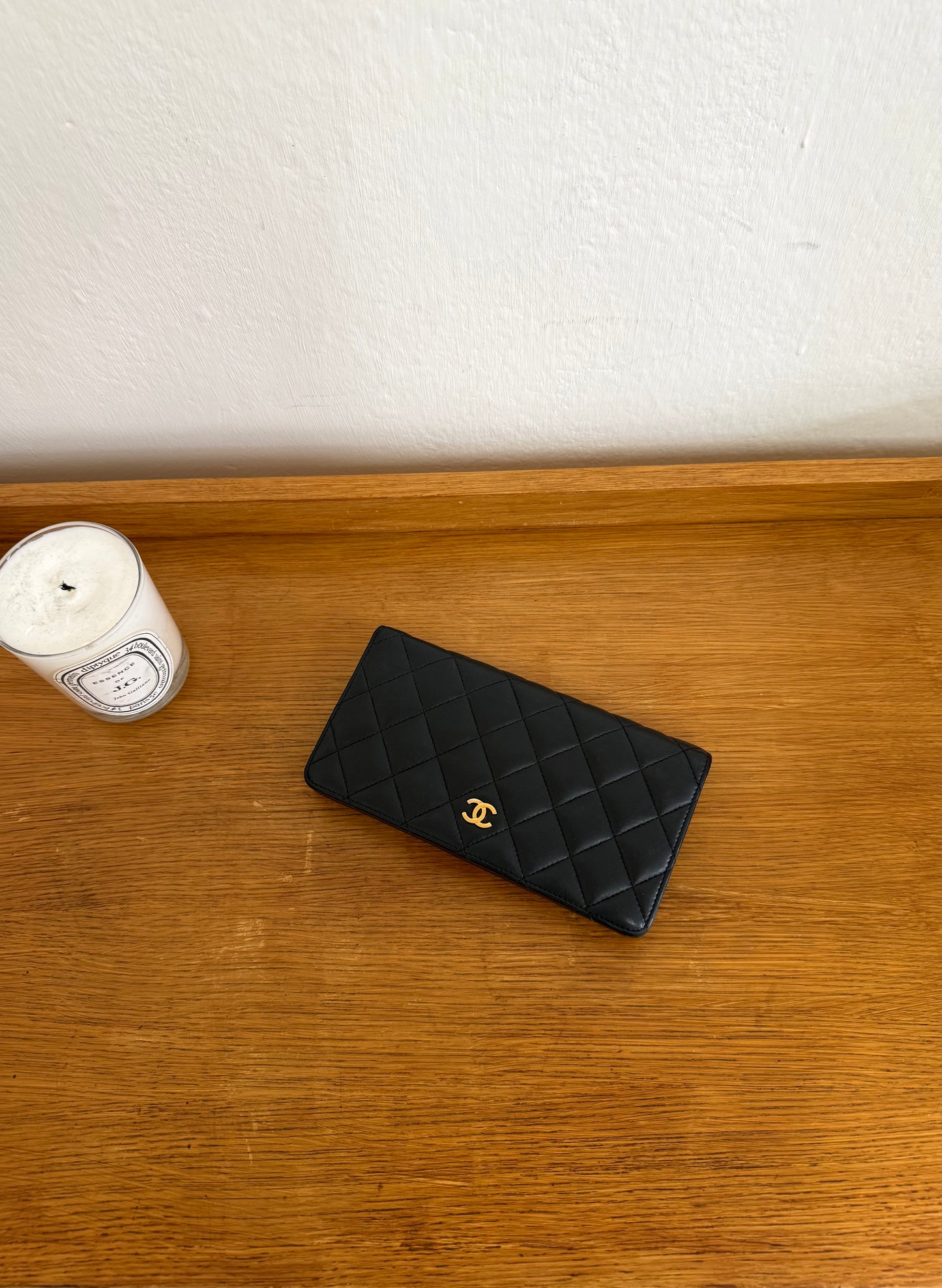 SERIES 21 CHANEL LAMBSKIN LONG WALLET BLACK GOLD