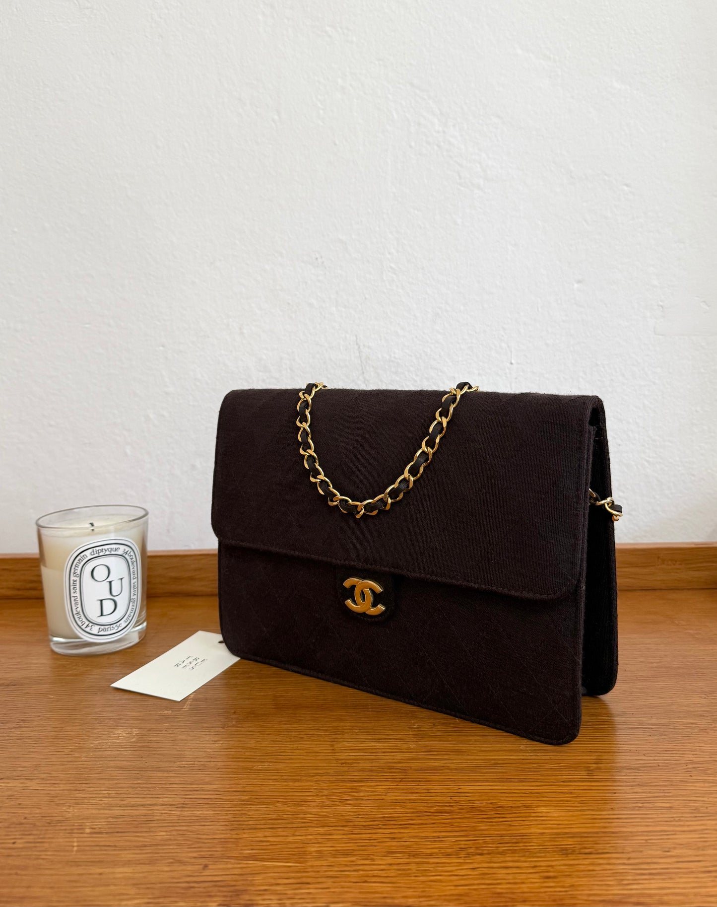 CHANEL SINGLE FLAP MATELASSE JERSEY BROWN BAG