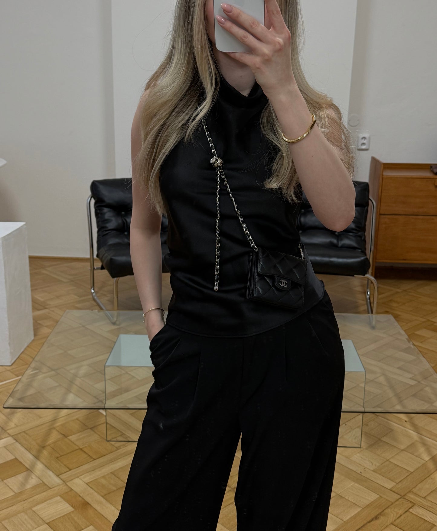 CHANEL MINI WALLET LAMBSKIN BLACK SERIES 10