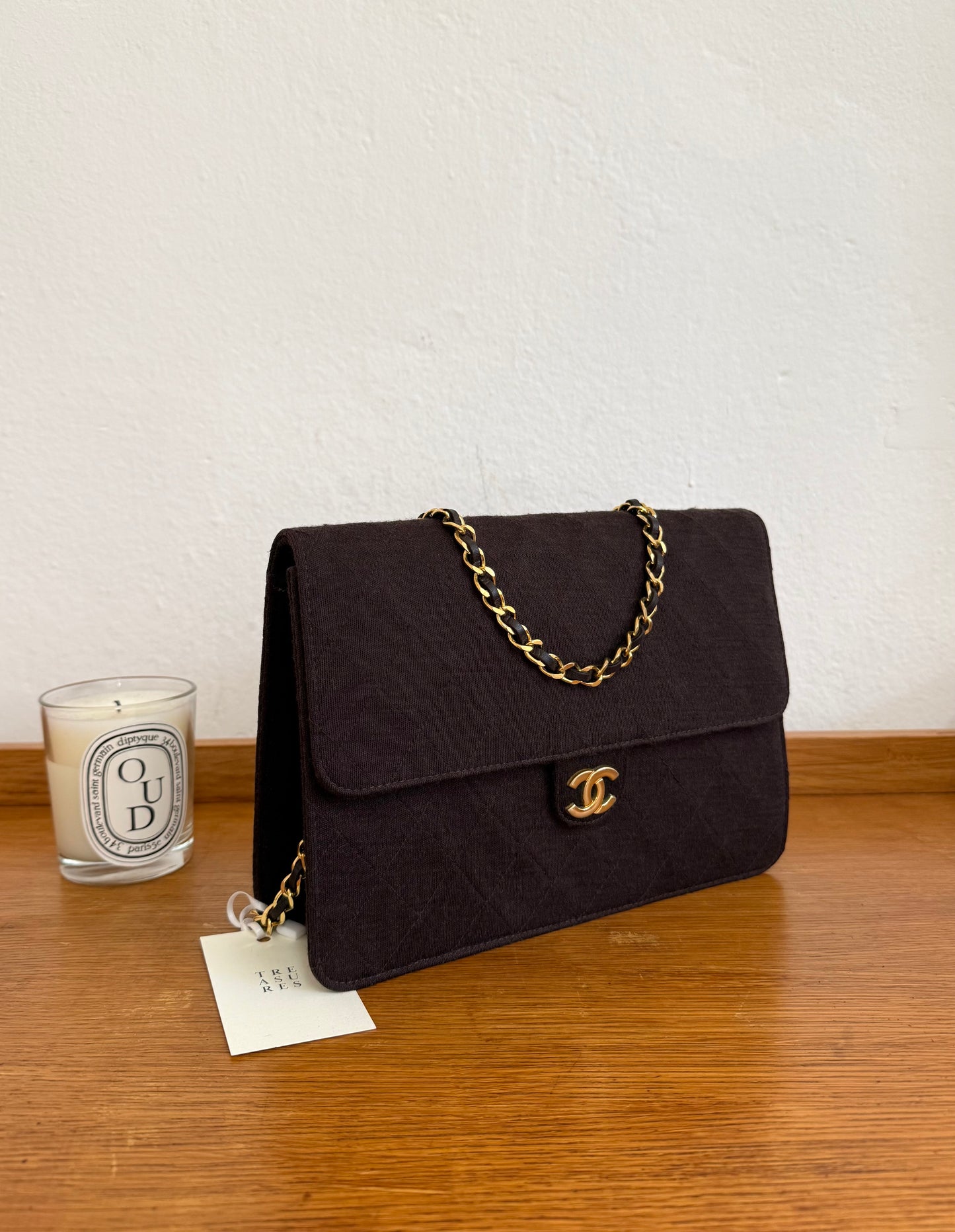 CHANEL SINGLE FLAP MATELASSE JERSEY BROWN BAG
