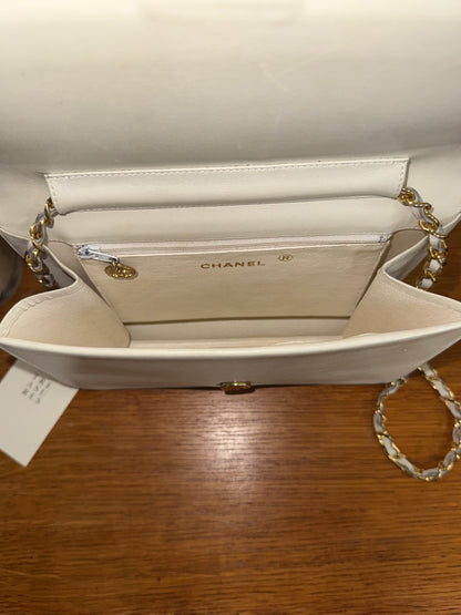 CHANEL BOX CALF SINGLE FLAP CREAM
