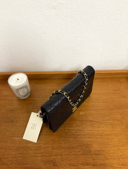 CHANEL FULL FLAP LAMBSKIN BLACK