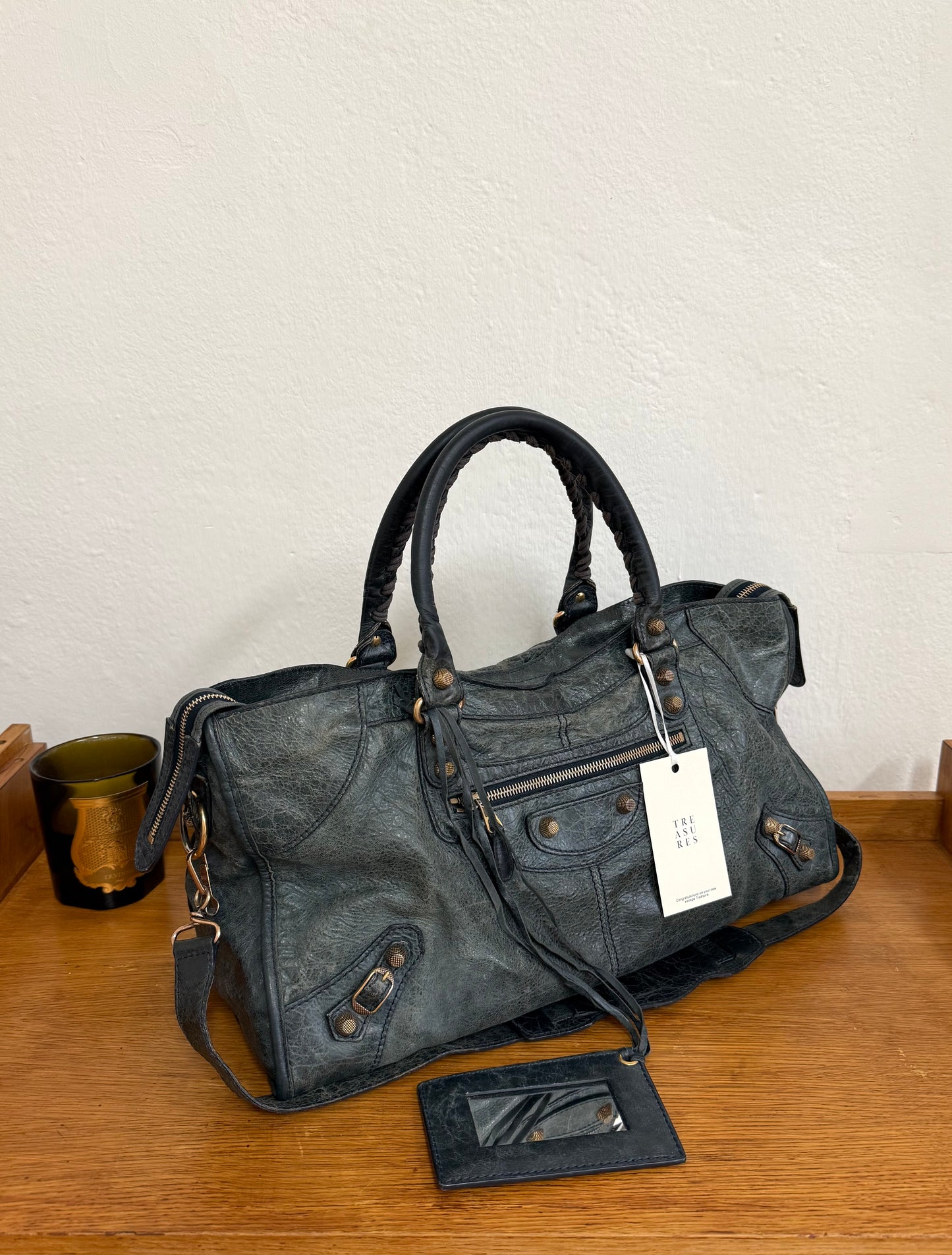 BALENCIAGA CITY BAG GREY-GREEN