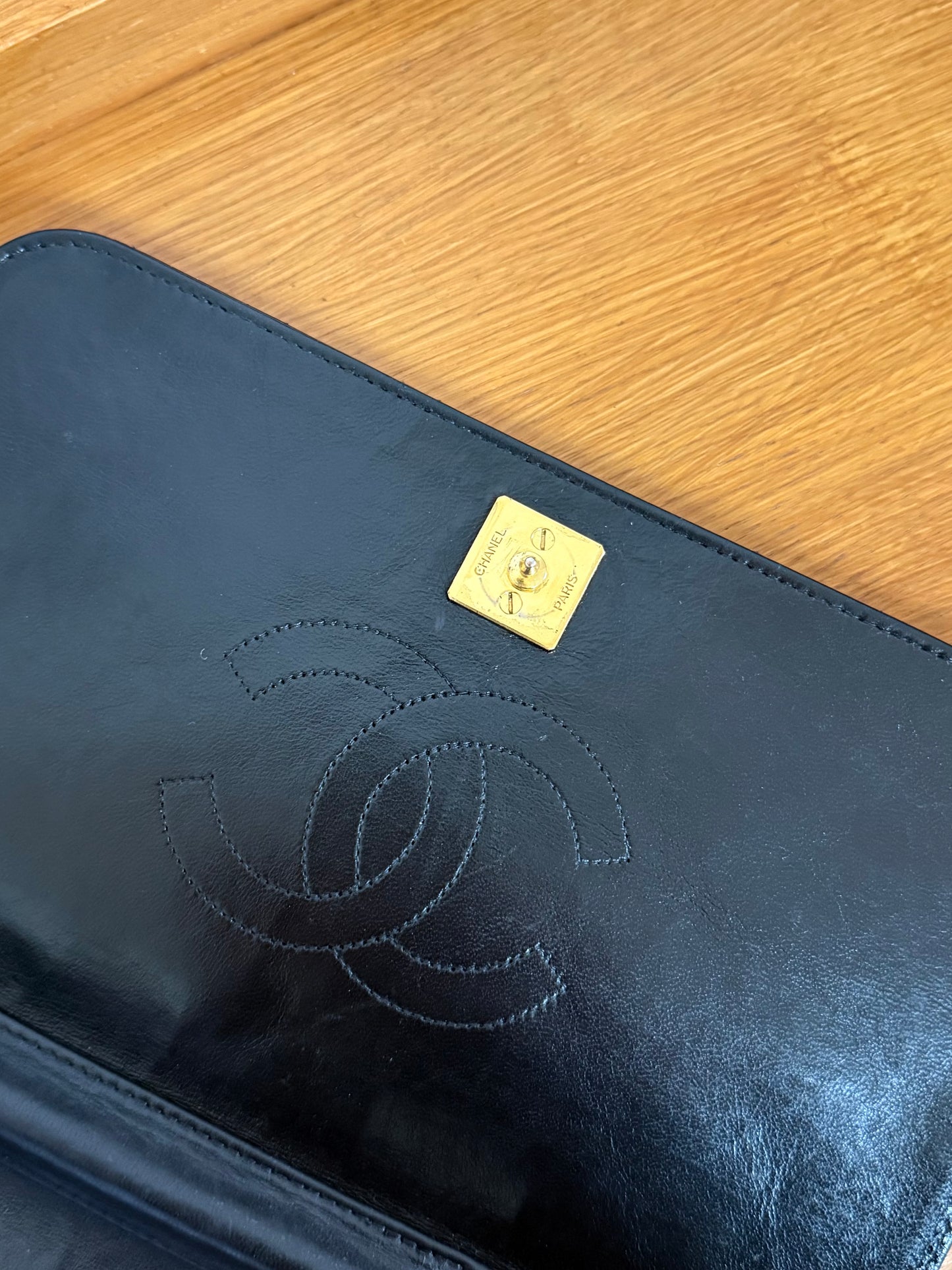 CHANEL FULL FLAP BLACK LAMBSKIN