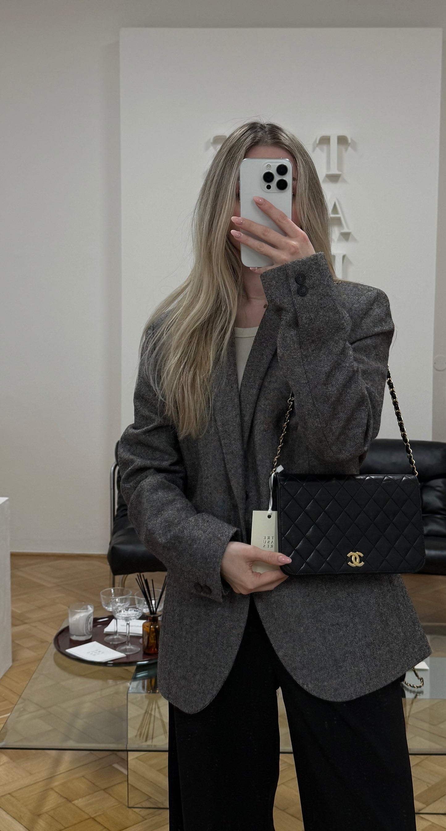 CHANEL FULL FLAP LAMBSKIN BLACK