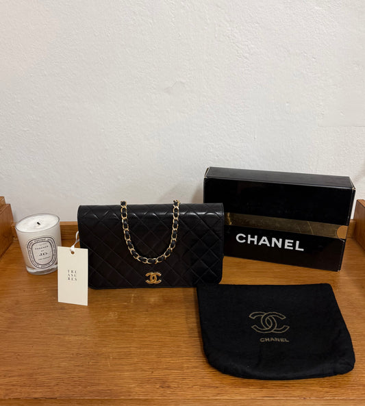 CHANEL FULL FLAP LAMBSKIN BLACK