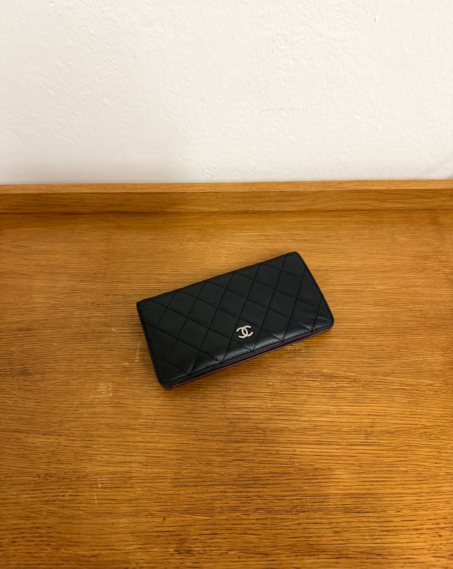 CHANEL CLASSIC LONG WALLET LAMBSKIN BLACK SERIES 14