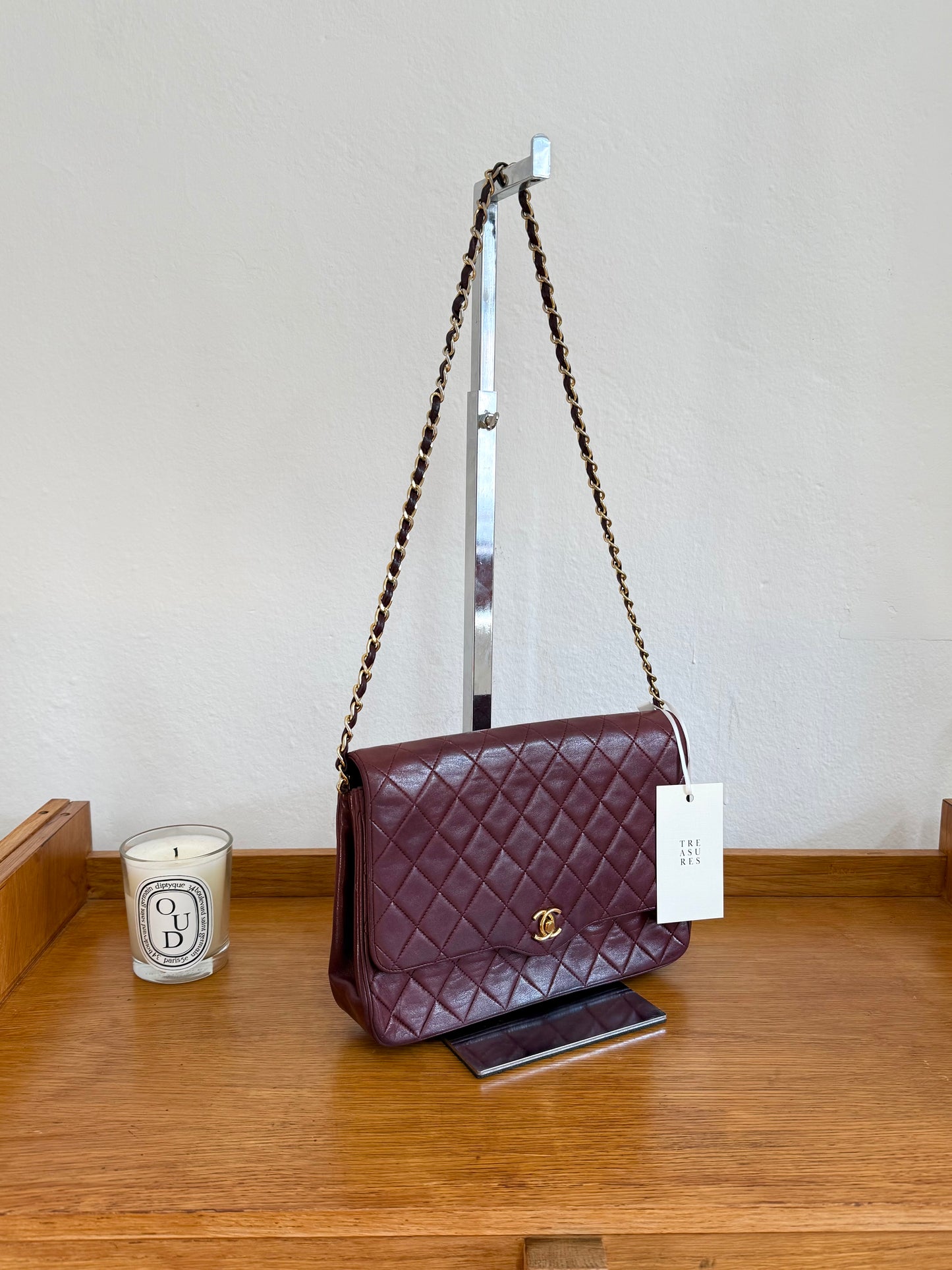 CHANEL BURGUNDY FLAP BAG LAMBSKIN