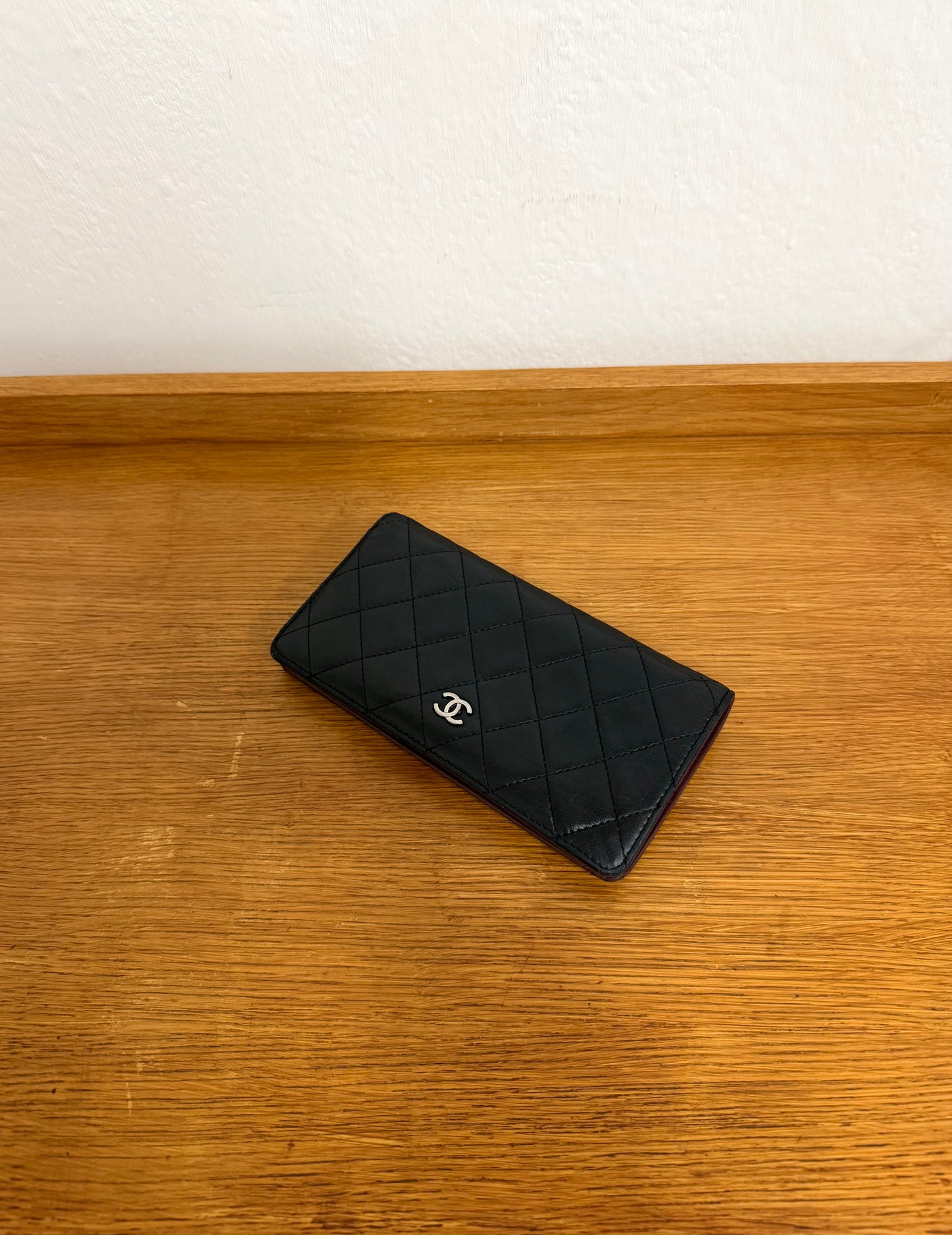 CHANEL CLASSIC LONG WALLET LAMBSKIN BLACK SERIES 14