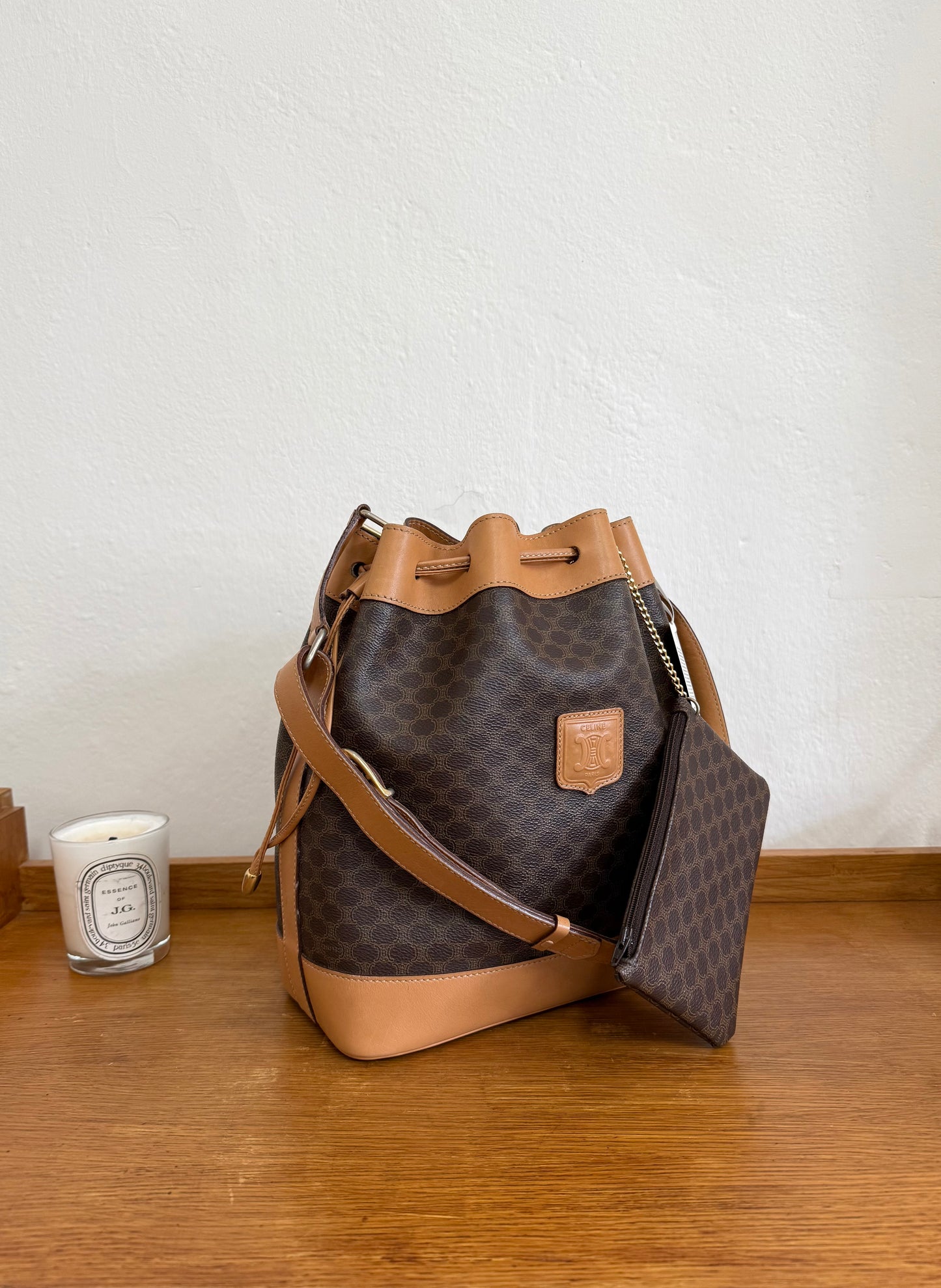CELINE MACADAM BUCKET BAG & POUCH