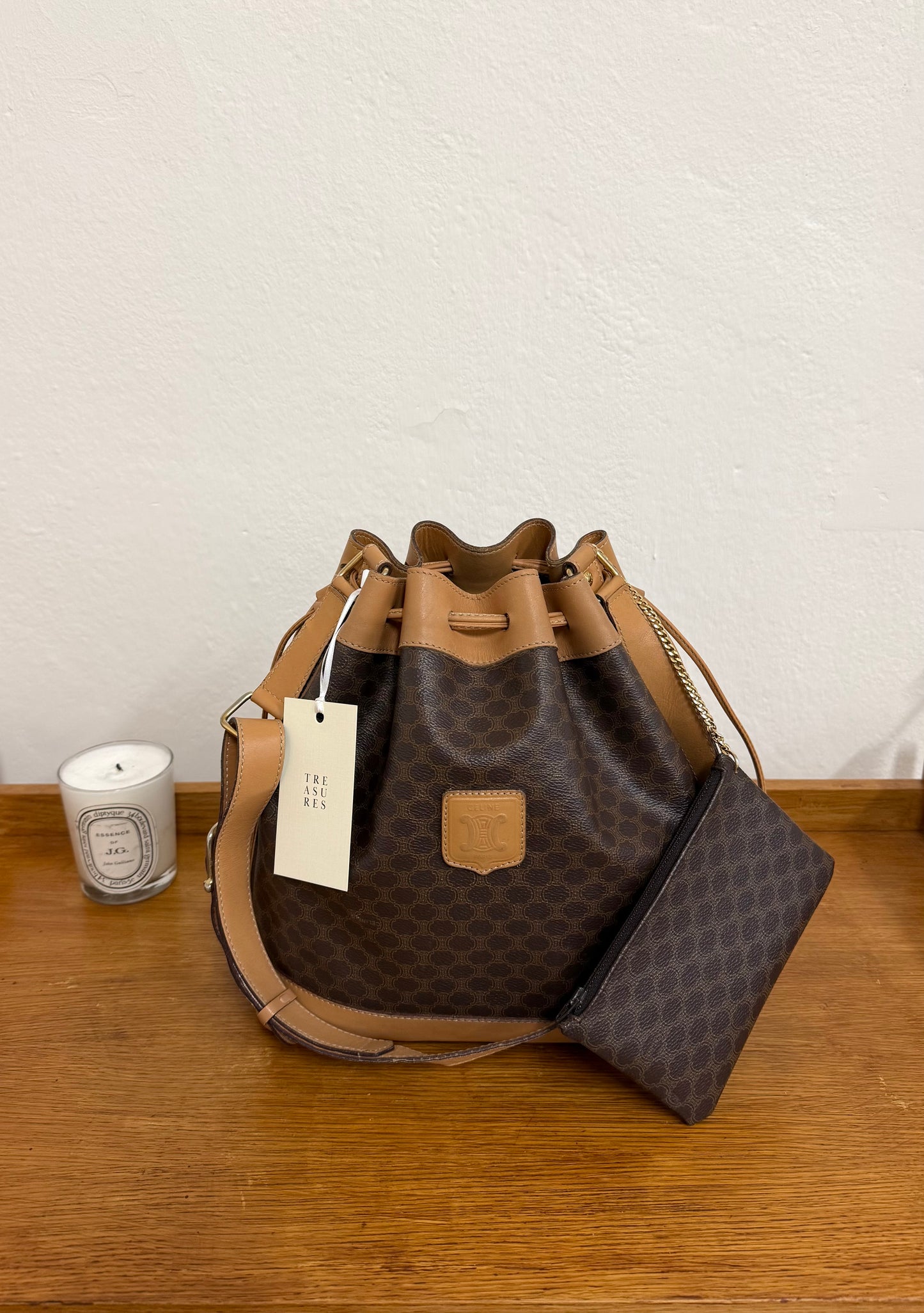 CELINE MACADAM BUCKET BAG & POUCH
