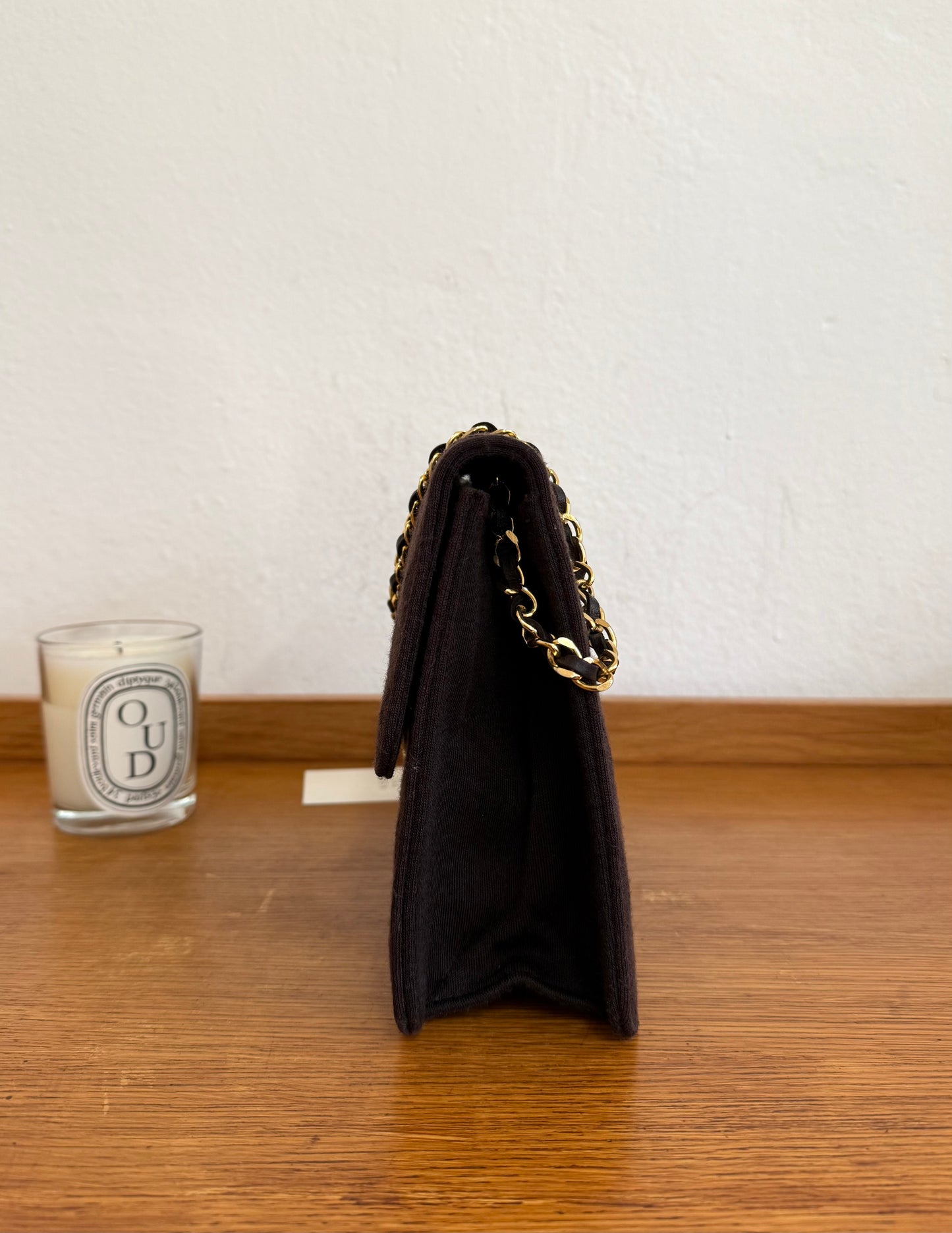 CHANEL SINGLE FLAP MATELASSE JERSEY BROWN BAG