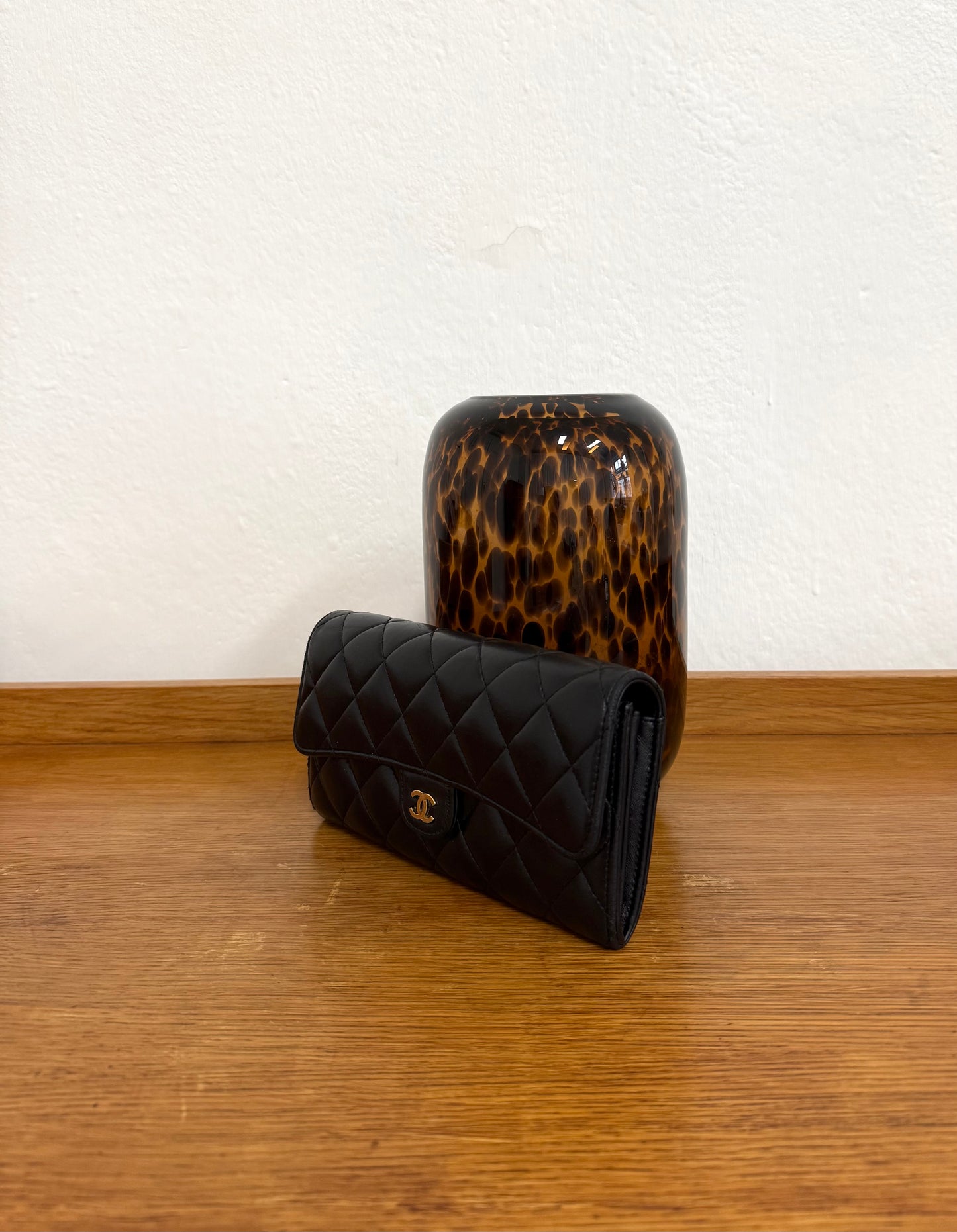 CHANEL LONG WALLET LAMBSKIN BLACK SERIES 24