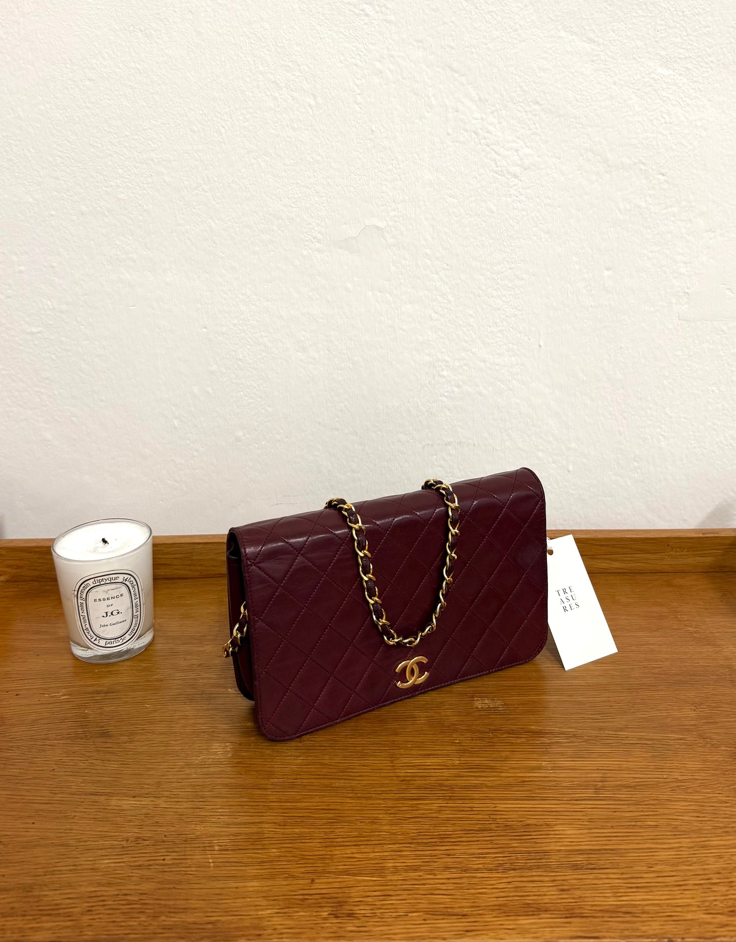 CHANEL FULL FLAP LAMBSKIN BURGUNDY