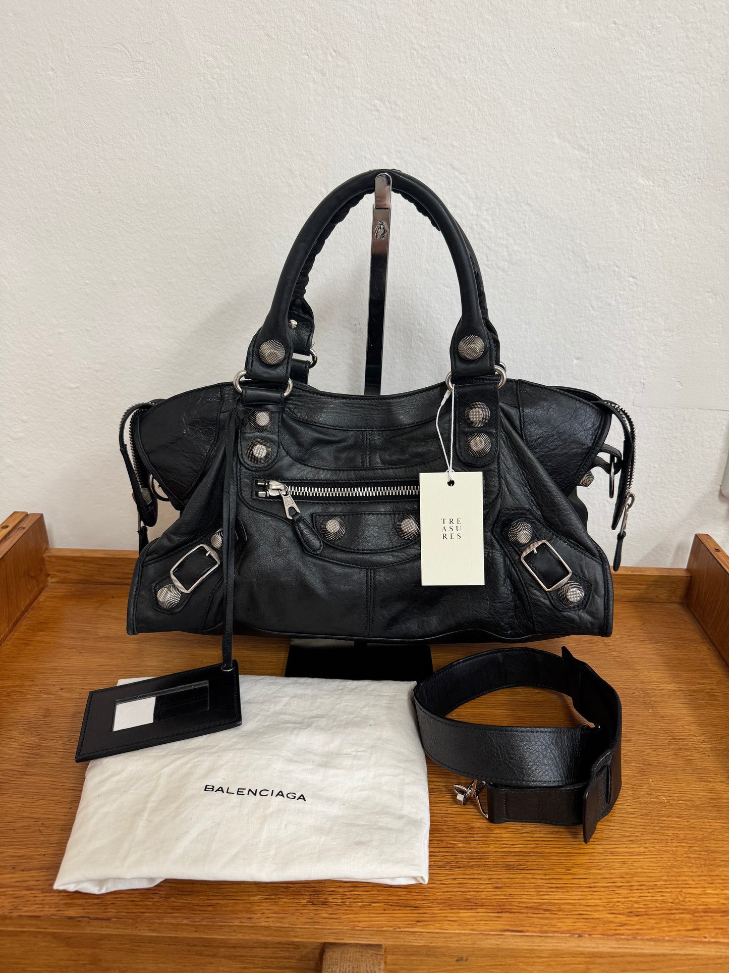 BALENCIAGA CITY BAG BLACK SILVER HW