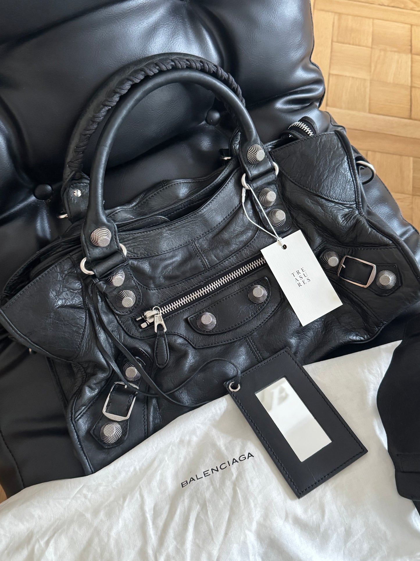 BALENCIAGA CITY BAG BLACK SILVER HW