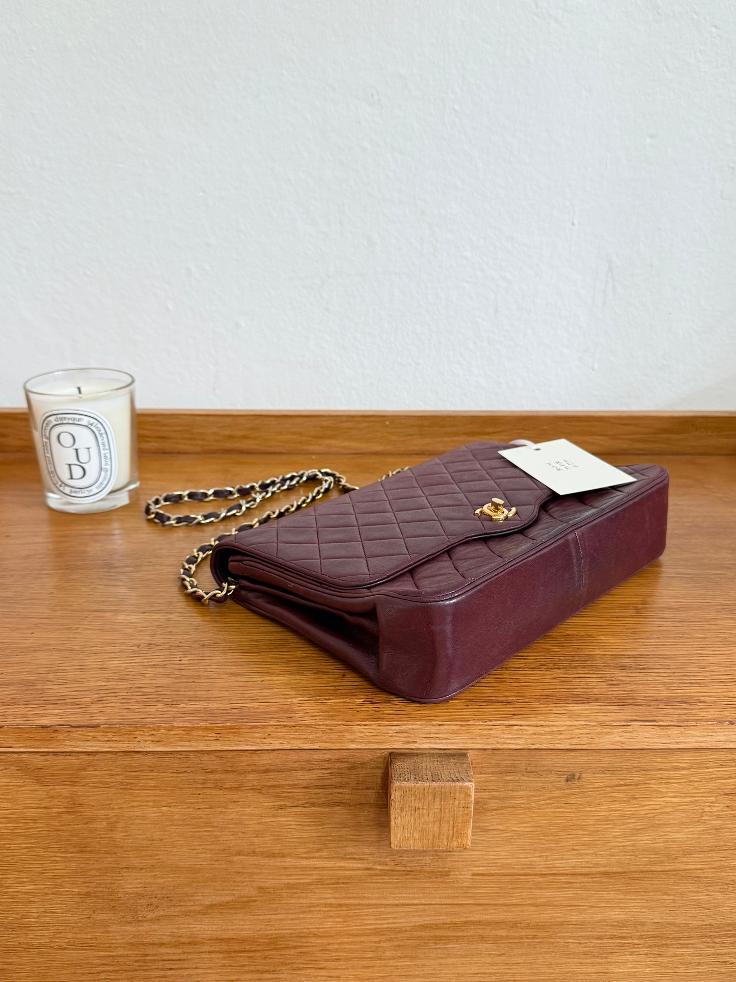 CHANEL BURGUNDY FLAP BAG LAMBSKIN