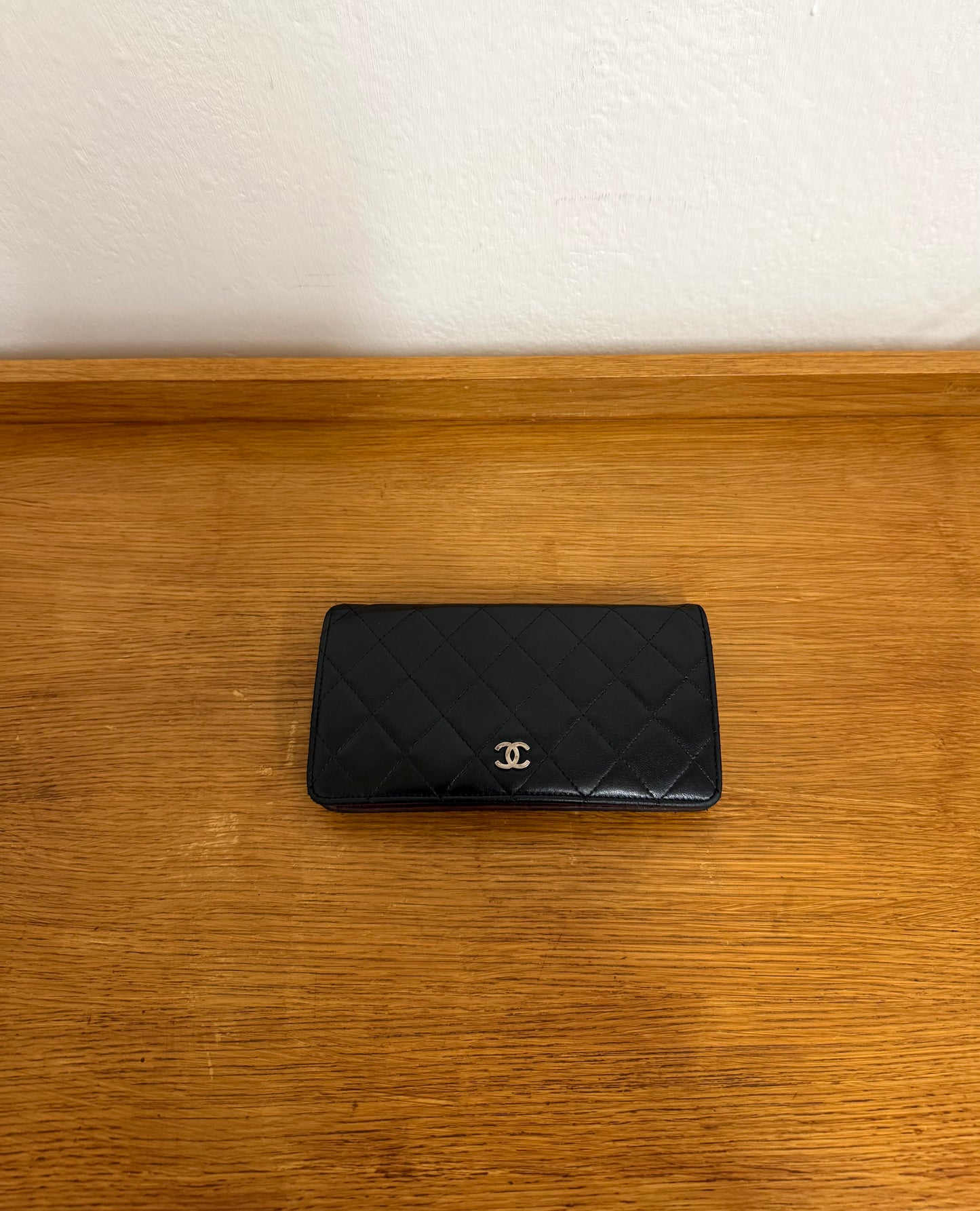 CHANEL CLASSIC LONG WALLET LAMBSKIN BLACK SERIES 10