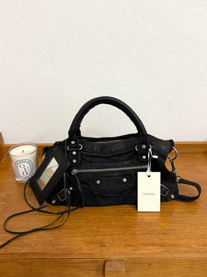 BALENCIAGA SUEDE CITY BAG BLACK