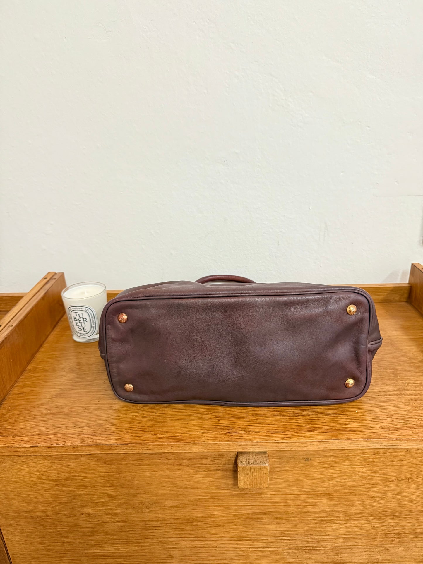 PRADA BURGUNDY SHOULDER TOTE BAG