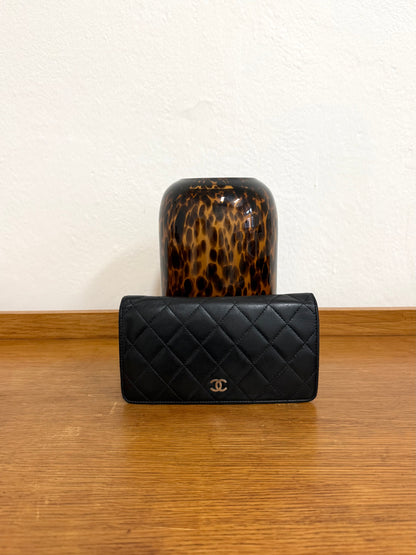 CHANEL CLASSIC LONG WALLET LAMBSKIN BLACK SERIES 10