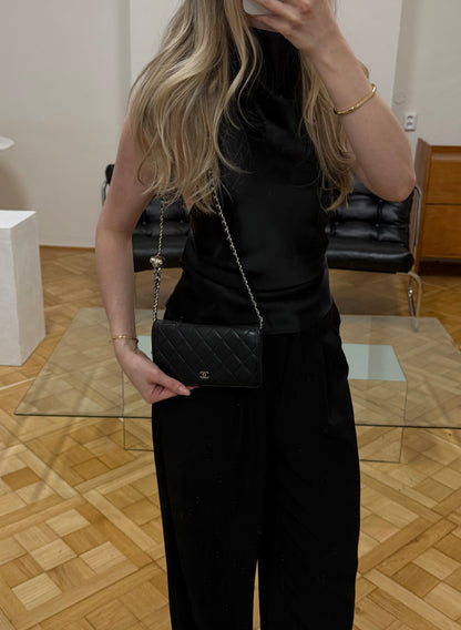 CHANEL CLASSIC LONG WALLET LAMBSKIN BLACK SERIES 10