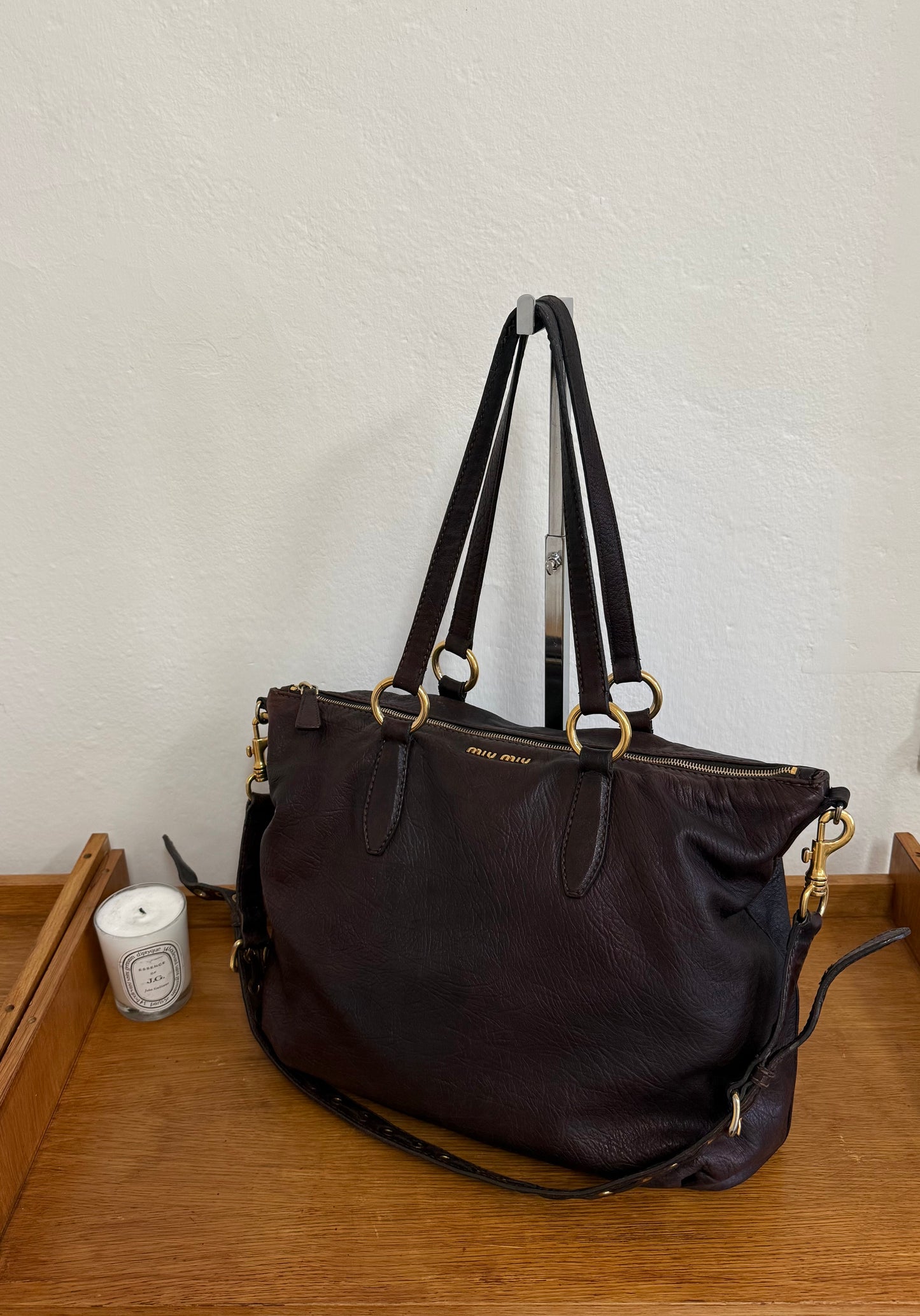 MIU MIU VITELLO SHOULDER BAG BROWN