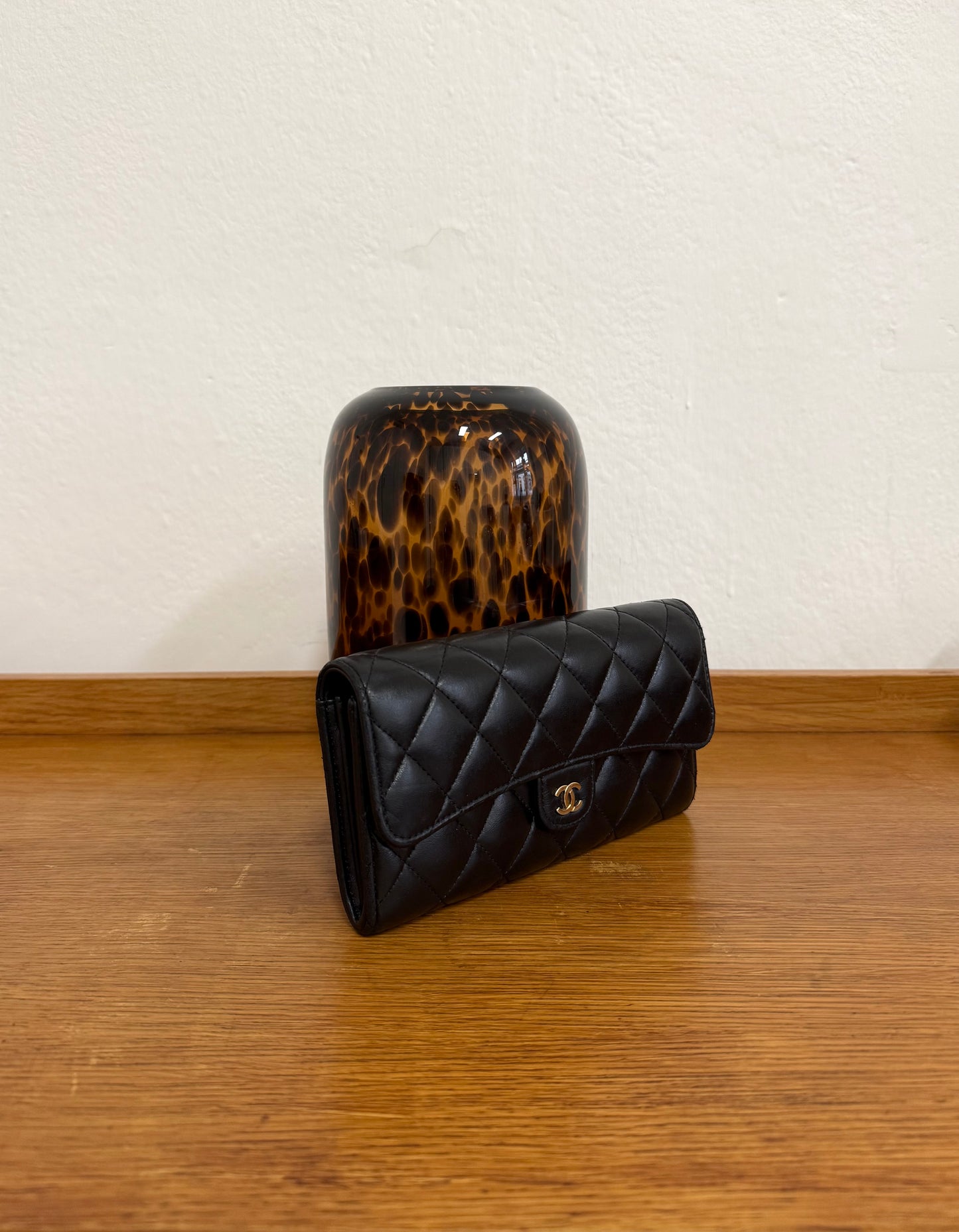 CHANEL LONG WALLET LAMBSKIN BLACK SERIES 24