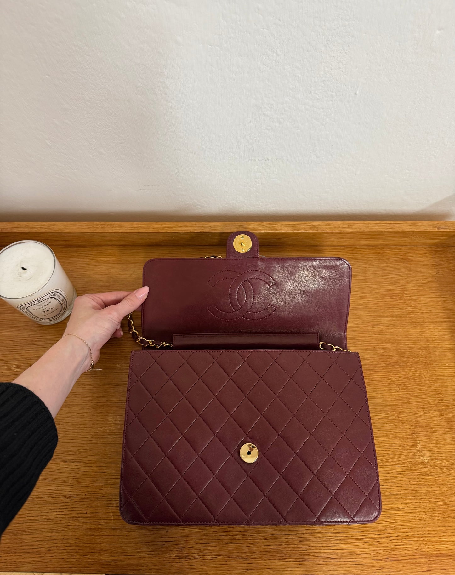 CHANEL SINGLE FLAP LAMBSKIN BURGUNDY