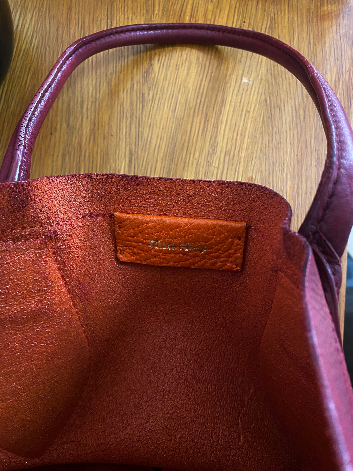 MIU MIU BURGUNDY TOTE BAG
