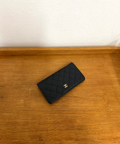 CHANEL CAVIAR LONG WALLET BLACK SERIES 18