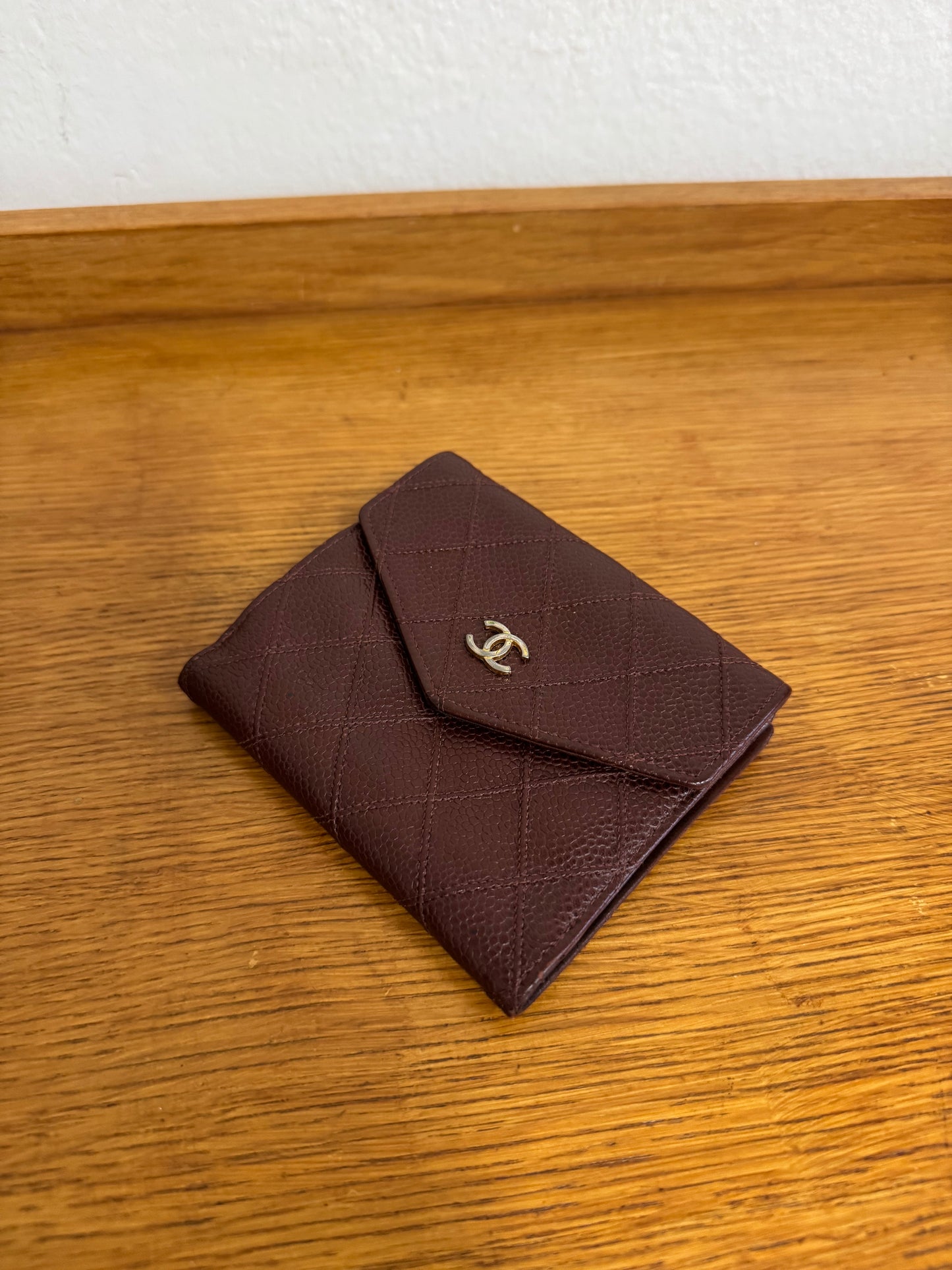 CHANEL DOUBLE SIDED WALLET CAVIAR BURGUNDY