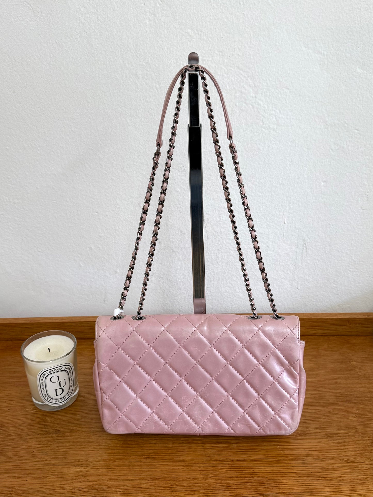 CHANEL SINGLE FLAP BAG PINK MATELASSE
