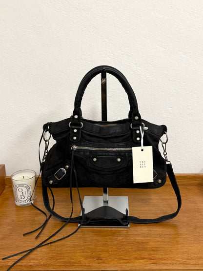 BALENCIAGA SUEDE CITY BAG BLACK