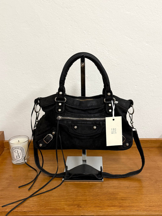 BALENCIAGA SUEDE CITY BAG BLACK