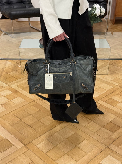 BALENCIAGA CITY BAG GREY-GREEN