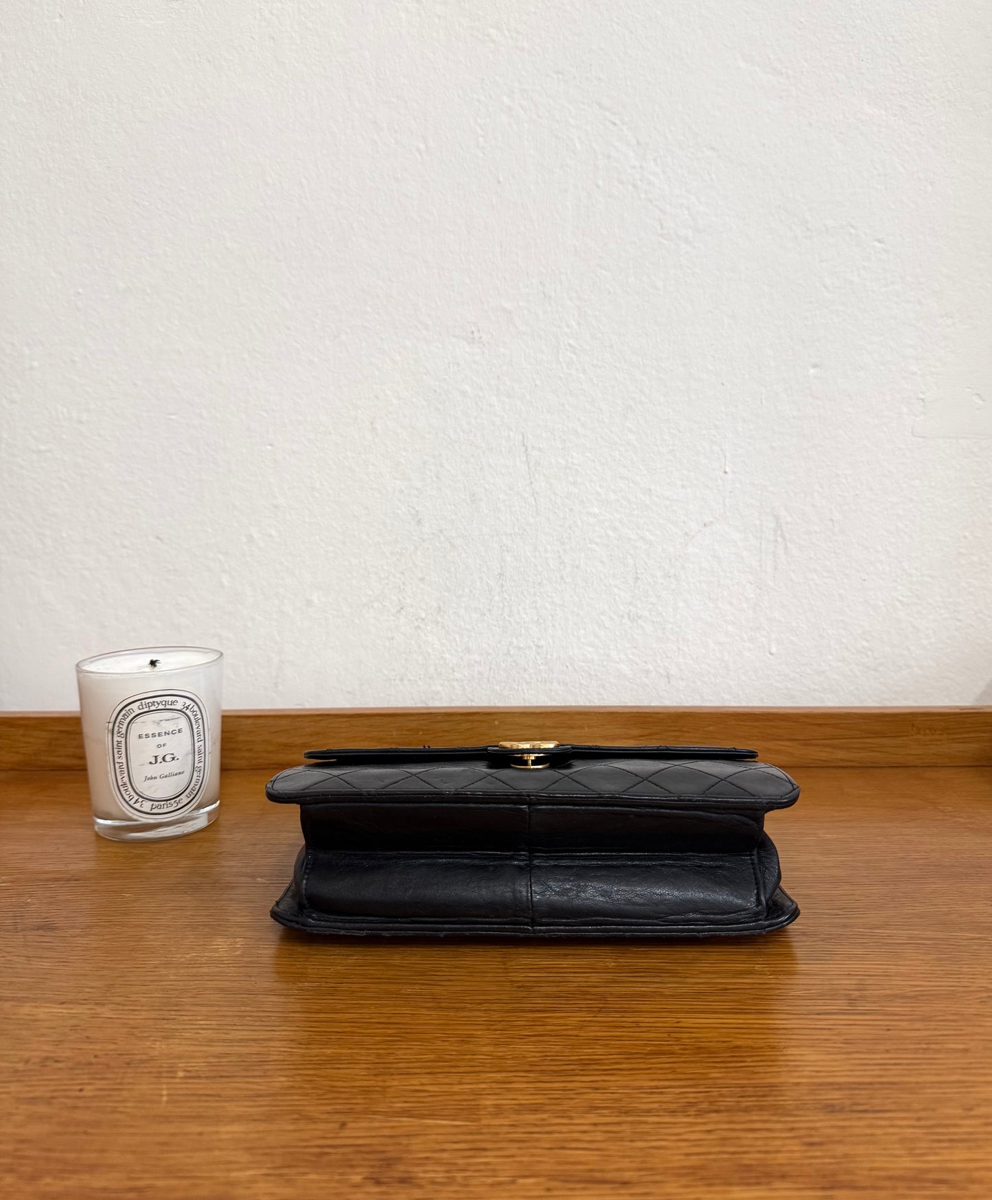 CHANEL CLASSIC SINGLE FLAP BAG LAMBSKIN BLACK 24K GOLD HW