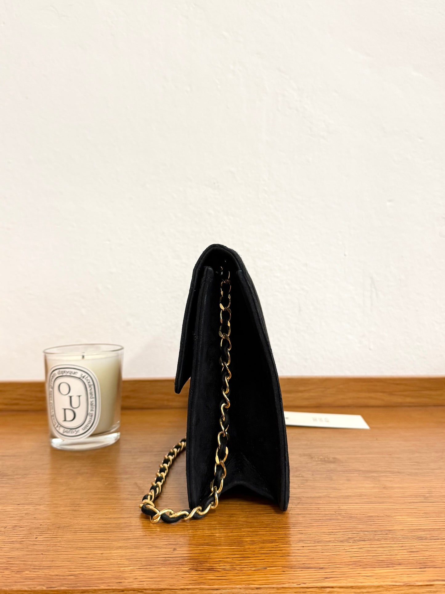 CHANEL SUEDE BLACK FLAP BAG