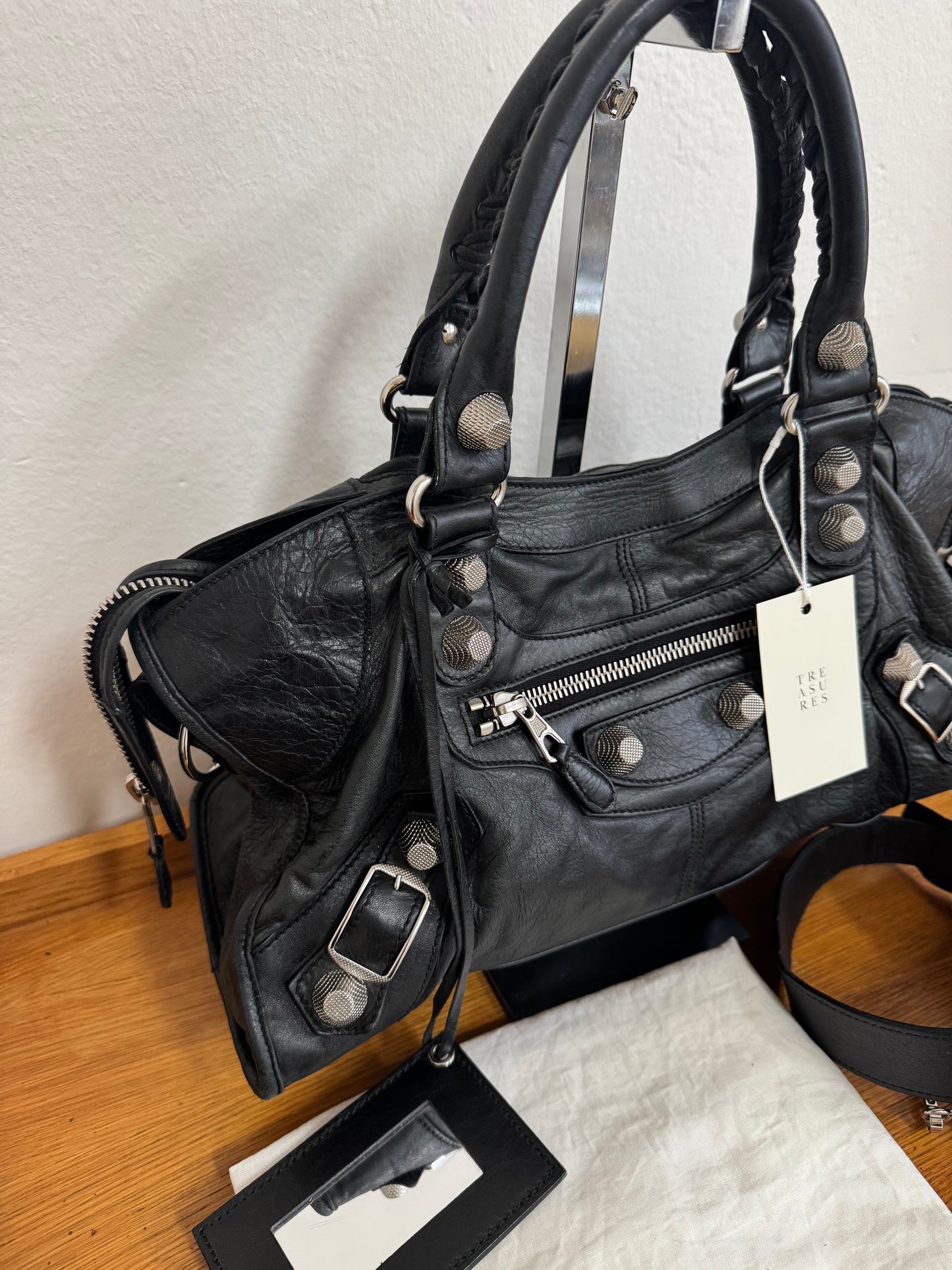 BALENCIAGA CITY BAG BLACK SILVER HW