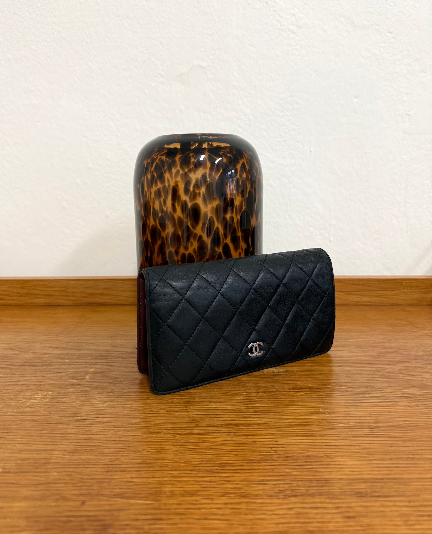 CHANEL CLASSIC LONG WALLET LAMBSKIN BLACK SERIES 14