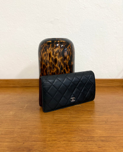 CHANEL CLASSIC LONG WALLET LAMBSKIN BLACK SERIES 14