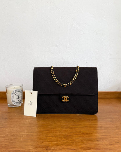CHANEL SINGLE FLAP MATELASSE JERSEY BROWN BAG