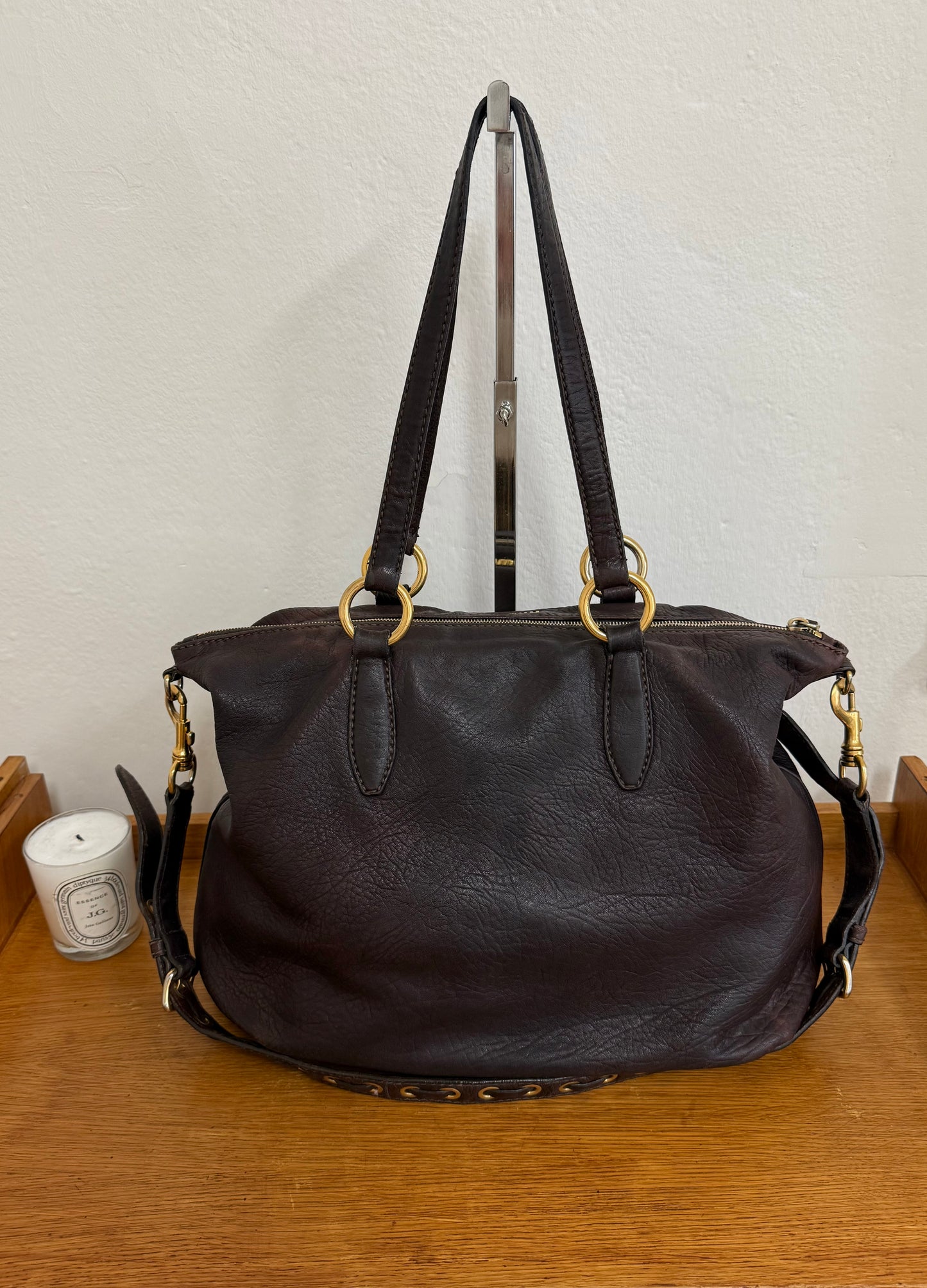 MIU MIU VITELLO SHOULDER BAG BROWN