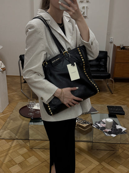 MIU MIU TOTE BAG GOLD HW STUDS