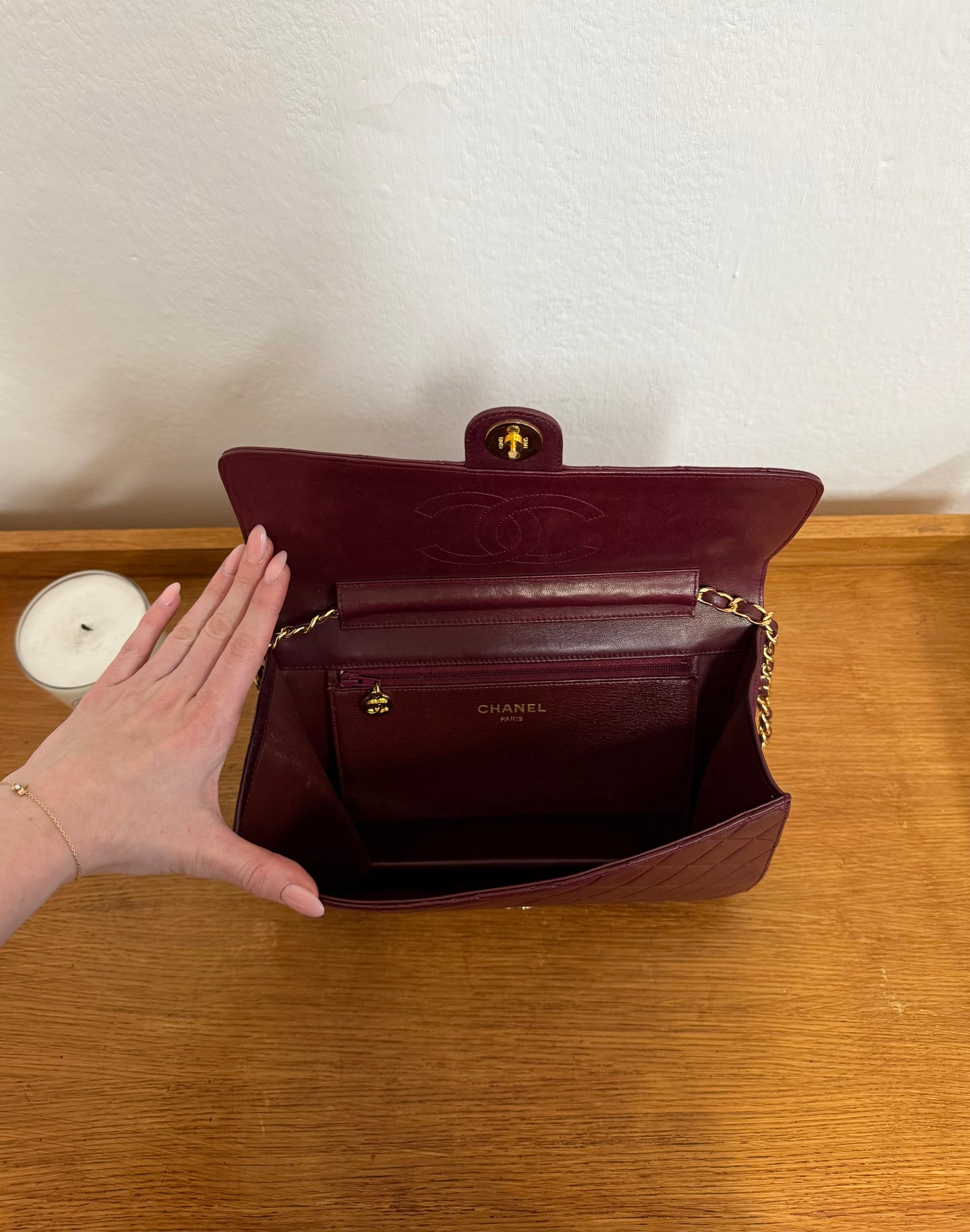 CHANEL SINGLE FLAP LAMBSKIN BURGUNDY