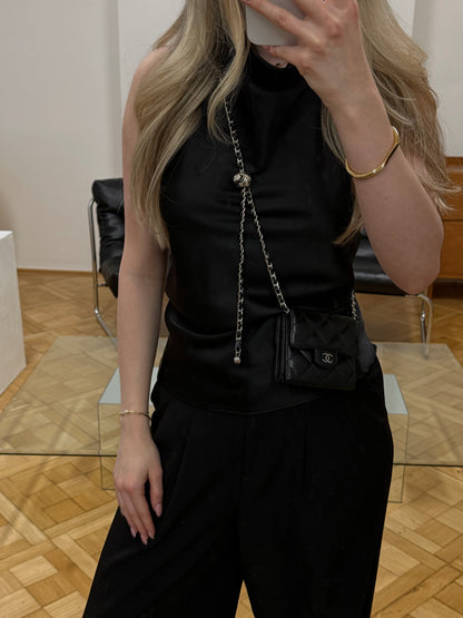 CHANEL MINI WALLET LAMBSKIN BLACK SERIES 10