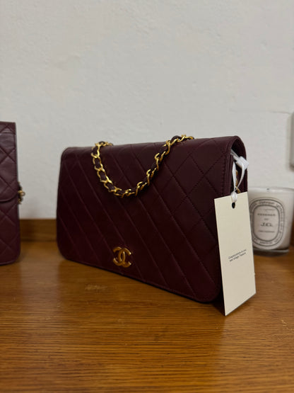 CHANEL FULL FLAP LAMBSKIN BURGUNDY